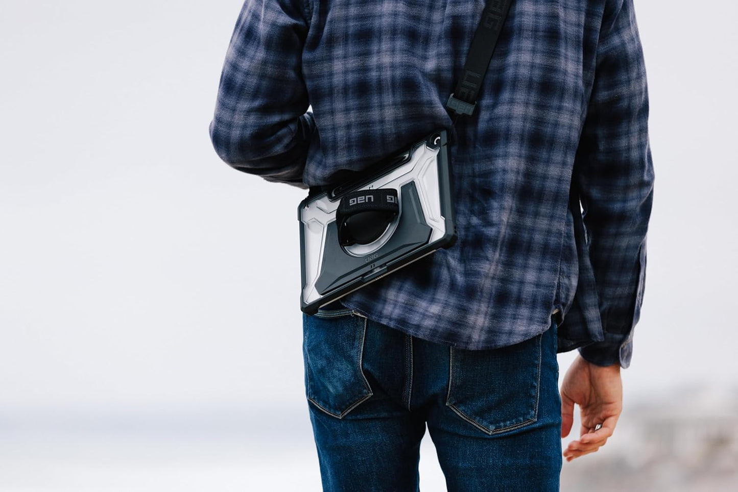 URBAN ARMOR GEAR UAG Designed for Microsoft Surface Pro 1st Edition 12" Case - Rugged Protective Cover with Multi-Angle Built-in Kickstand Pen Holder Hand Strap & Shoulder Strap, Plasma Ice/Black