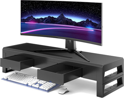 Computer monitor stand with 3 drawer ，Laptop Desk Shelf & Monitor Riser， 27.55 inches long desk riser ，Heavy Duty Gift Gaming Studio Offic (Basic Version, 700mm Drawer)