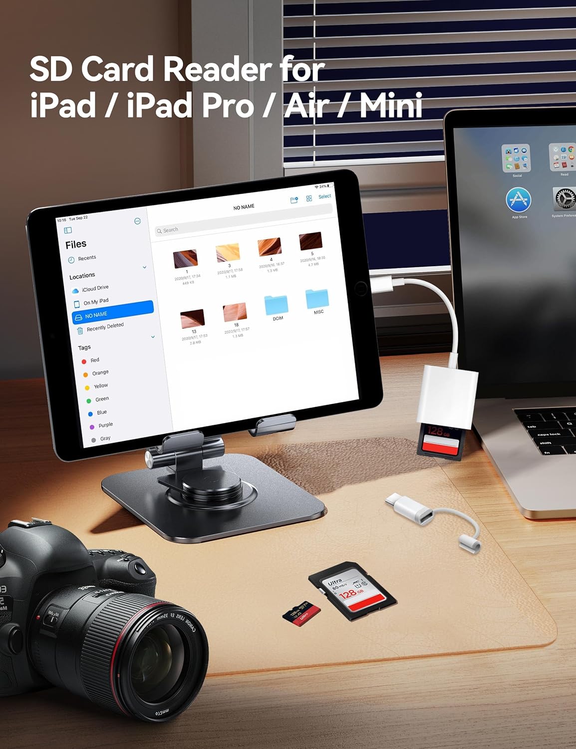 SD Card Reader for iPhone, SD Card Adapter with Lightening & USBC Dual-Connector for iPhone 5-14, USB-C iPhone 15, iPad, Mac or MacBook, Supports SD MicroSD Trail Camera Viewer, Plug and Play