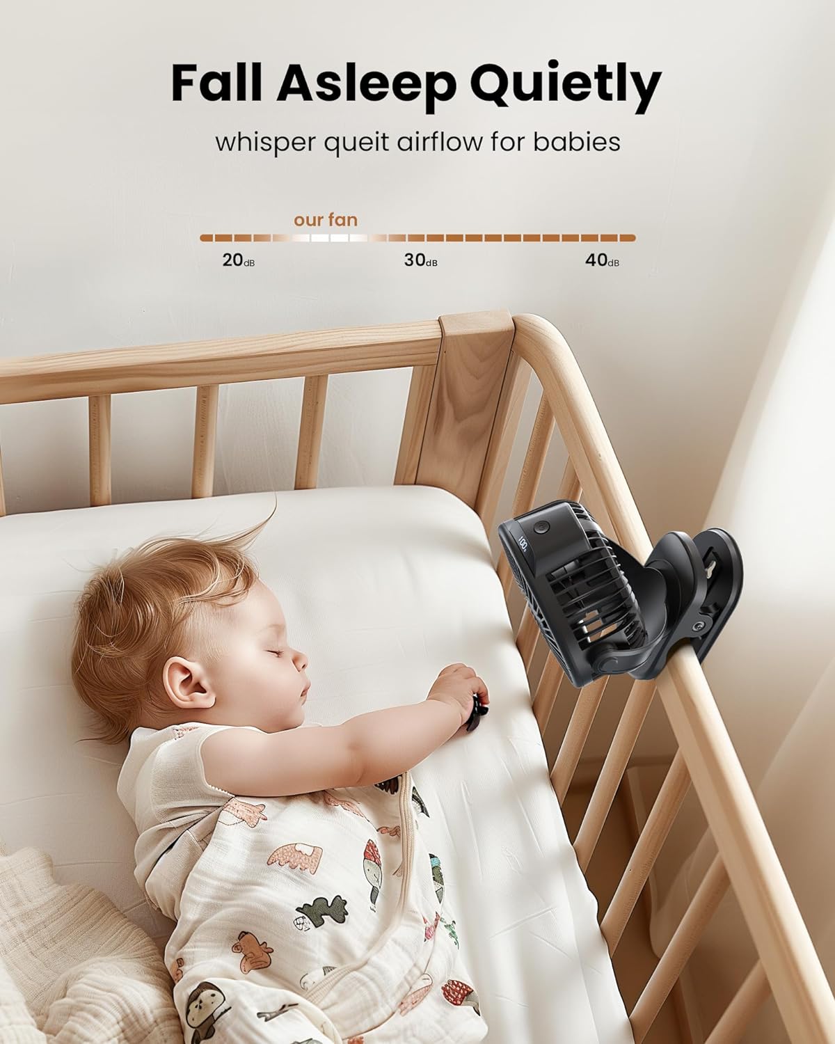 Koonie Portable Clip On Fan, Small USB Fan Battery Operated, 3 Speed Rechargeable Mini Fan With LED Display, 360° Rotate Personal Cooling Desk Fan for Stroller Travel Camping Golf Gym