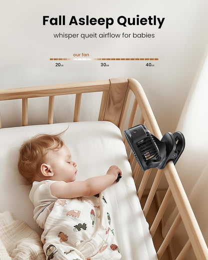 Koonie Portable Clip On Fan, Small USB Fan Battery Operated, 3 Speed Rechargeable Mini Fan With LED Display, 360° Rotate Personal Cooling Desk Fan for Stroller Travel Camping Golf Gym