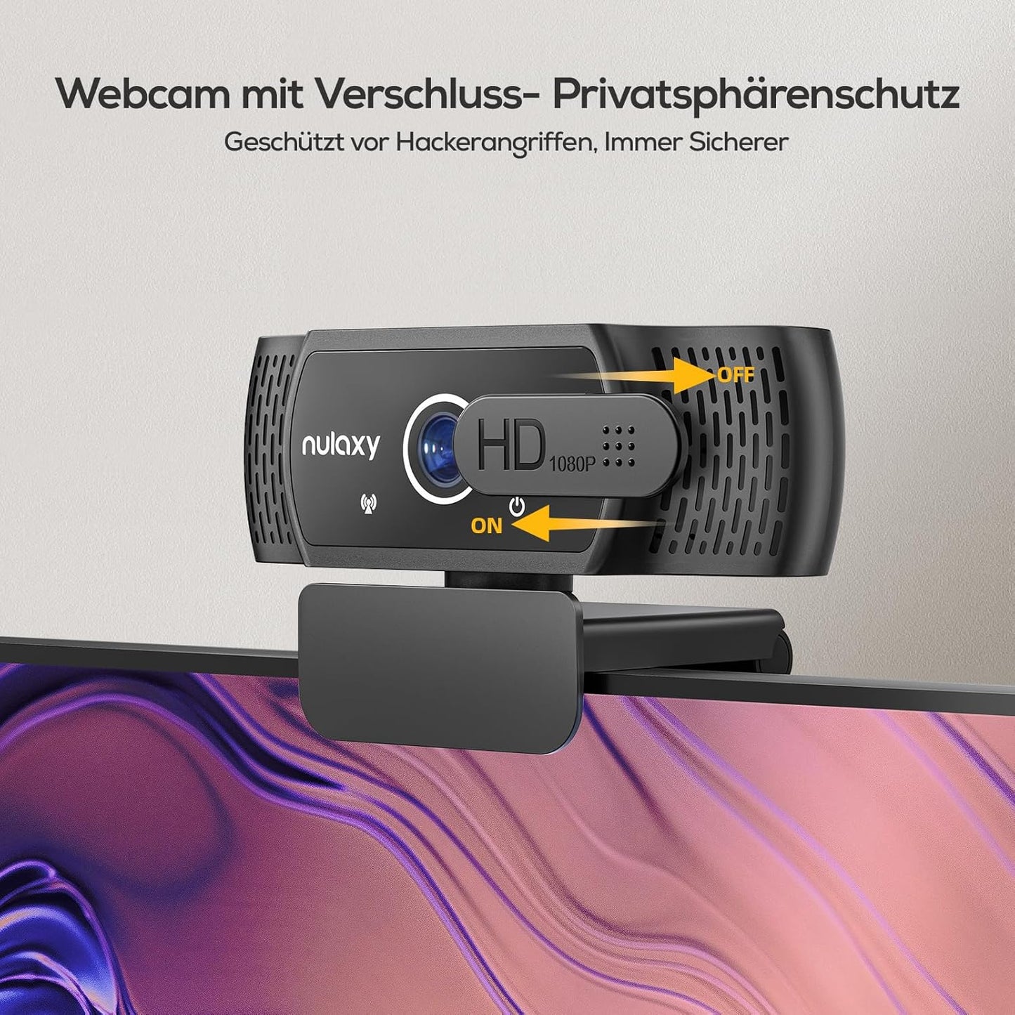 Nulaxy USB Webcam with Microphone, HD 1080p Webcam with Privacy Cover for Laptop PC Desktop, HD Light Correction, Web Camera for Video Calling, Online Classes, Skype, Zoom, FaceTime, Smart TV