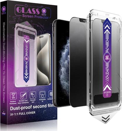 2 Pack Matte Privacy Screen Protector for iPhone 11 Pro Max and iPhon XS MAX 6.5-Inch Auto Dust Removal, No Bubbles,Anti-Spy Tempered Glass Film, Easy Installation
