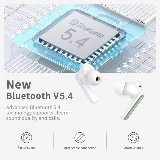 Wireless Earbuds, Bluetooth 5.4 Headphones in Ear with 4 ENC Noise Cancelling Mic, New Wireless Earphones HiFi Stereo Deep Bass 40H Playtime, in-Ear Bluetooth Earbuds LED Display IP7, USB-C, Green