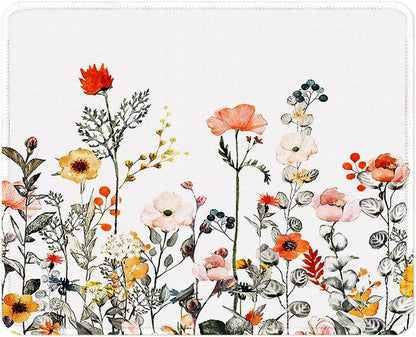 ITNRSIIET Mouse Pad with Stitched Edge Premium Textured Smooth Precise Operation Waterproof Washable Non-Slip Rubber Base Desktop Protection Mat, 10.2×8.3×0.12 inches, Wildflowers