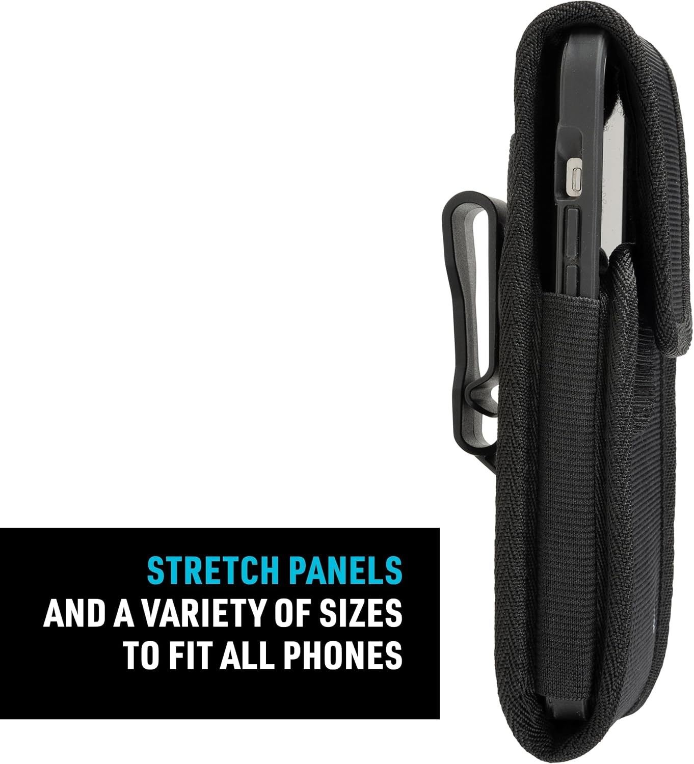 Nite Ize Clip Case Cargo Universal Rugged Holster - Cell Phone & Card Holster Pouch - Durable Phone Holder Clip for Belt - Utility Belt Pouch with Rotating Flex-Clip - XL, Vertical