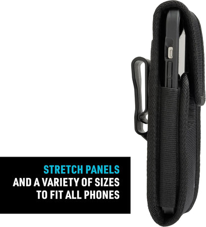Nite Ize Clip Case Cargo Universal Rugged Holster - Cell Phone & Card Holster Pouch - Durable Phone Holder Clip for Belt - Utility Belt Pouch with Rotating Flex-Clip - XL, Vertical