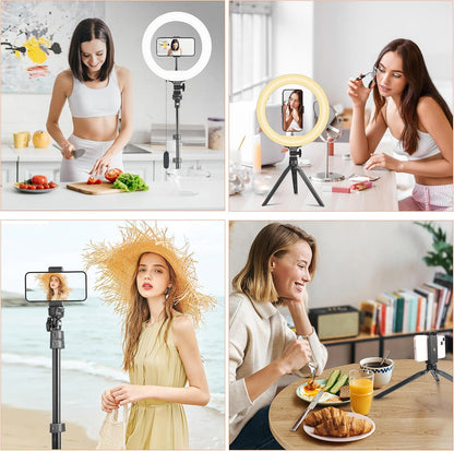 UEGOGO 10'' Ring Light with 72'' Tripod Stand, Dimmable LED Ringlight for Live Stream, Photography, Makeup, Video Recording