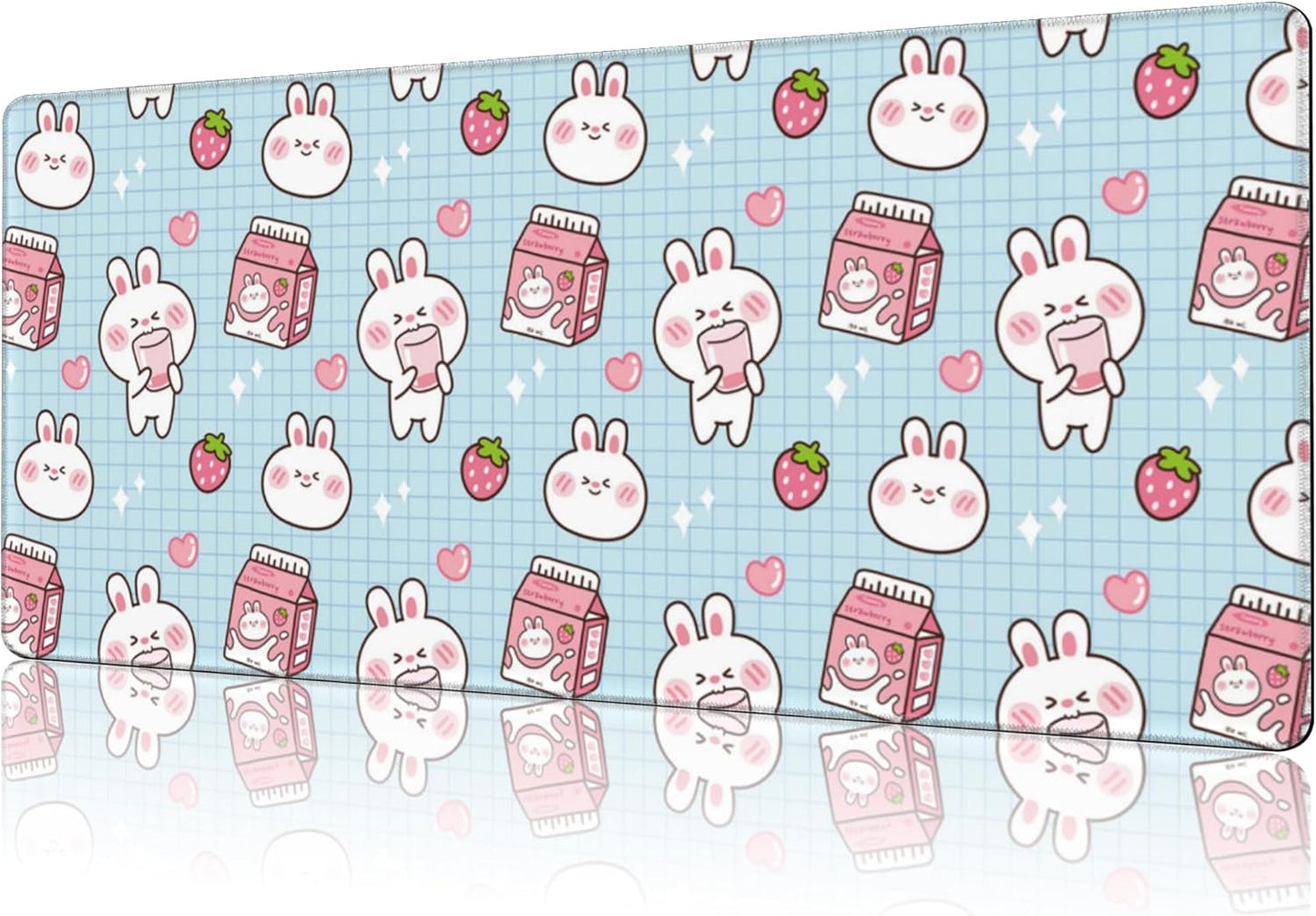 Mouse Pad Large Milk Box with Rabbit Non-Slip Gaming Desk Mat with Stitched Edge Laptop Keyboard Desk Pad for Work Home Gaming (35.4 x 15.7 Inches)