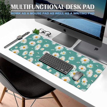 Daisy Gaming Mouse Pad, Large Office Desk Mat, Anti-Slip Rubber Base Mousepad for Computer Laptop Keyboard, Smooth Desk Pad for Home Office Gamer Work Accessories 31.5" x 11.8"
