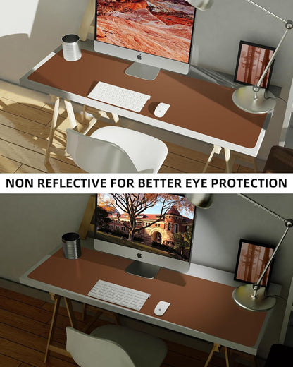 Large Desk pad mat,Mouse Pad,Office Desk Mat, Non-Slip PU Leather Desk Blotter,Large Desk mat,Waterproof Keyboard mat for Office/Home/Decor (Brown,48" x 17")