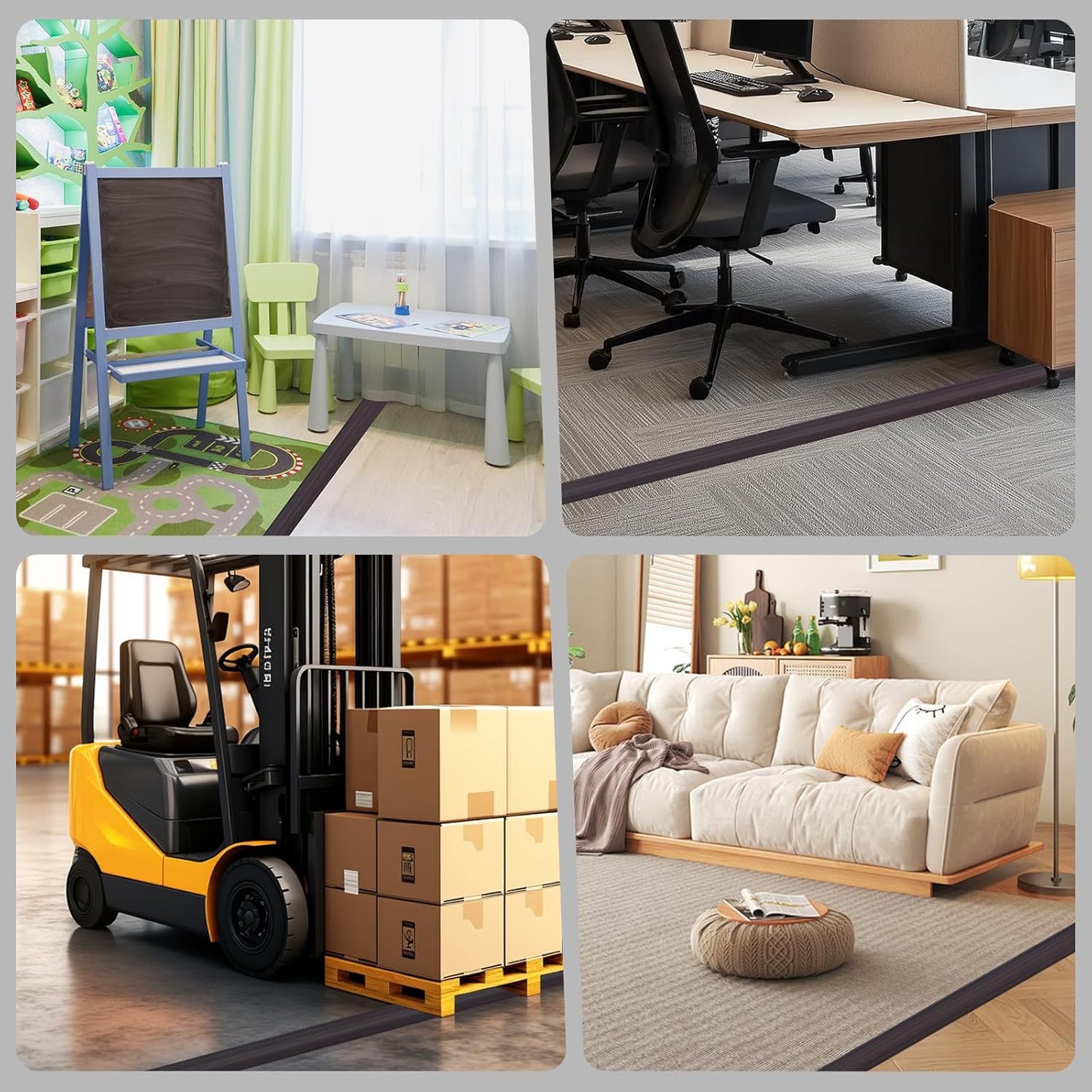 Floor Cord Cover for Wires on Floor Self Adhesive Cord Hider Floor Cable Management Wire Covers for Cords Protector Prevent Cable Trips Cord Cavity W 0.51" x H 0.31", Black Walnut, 3.3Ft