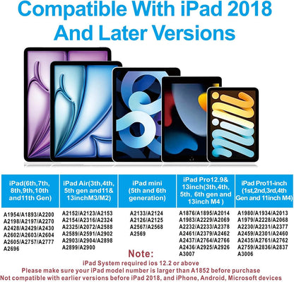 Stylus Pen for iPad 2018-2025 with Palm Rejection, Apple Pencil for Pad11th/10th/9th/8th/7th/6th Gen, iPad Pro 11/12.9 inch, New iPad Air 2025 11&13-inch(M3/2) /5th/4th/3th Gen, iPad mini 6th/5th