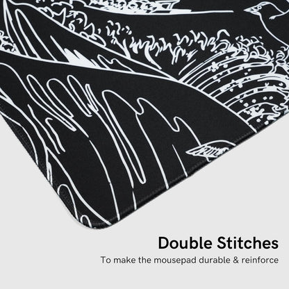 Large Gaming Mouse Pad for Desk,Kanagawa XXL Mouse Pad 35.4x15.7 Inch,Waterproof Desk Pad,Non-Slip Rubber Base Mice Pad,Keyboard Pad Computer Mat,Black Mouse pad