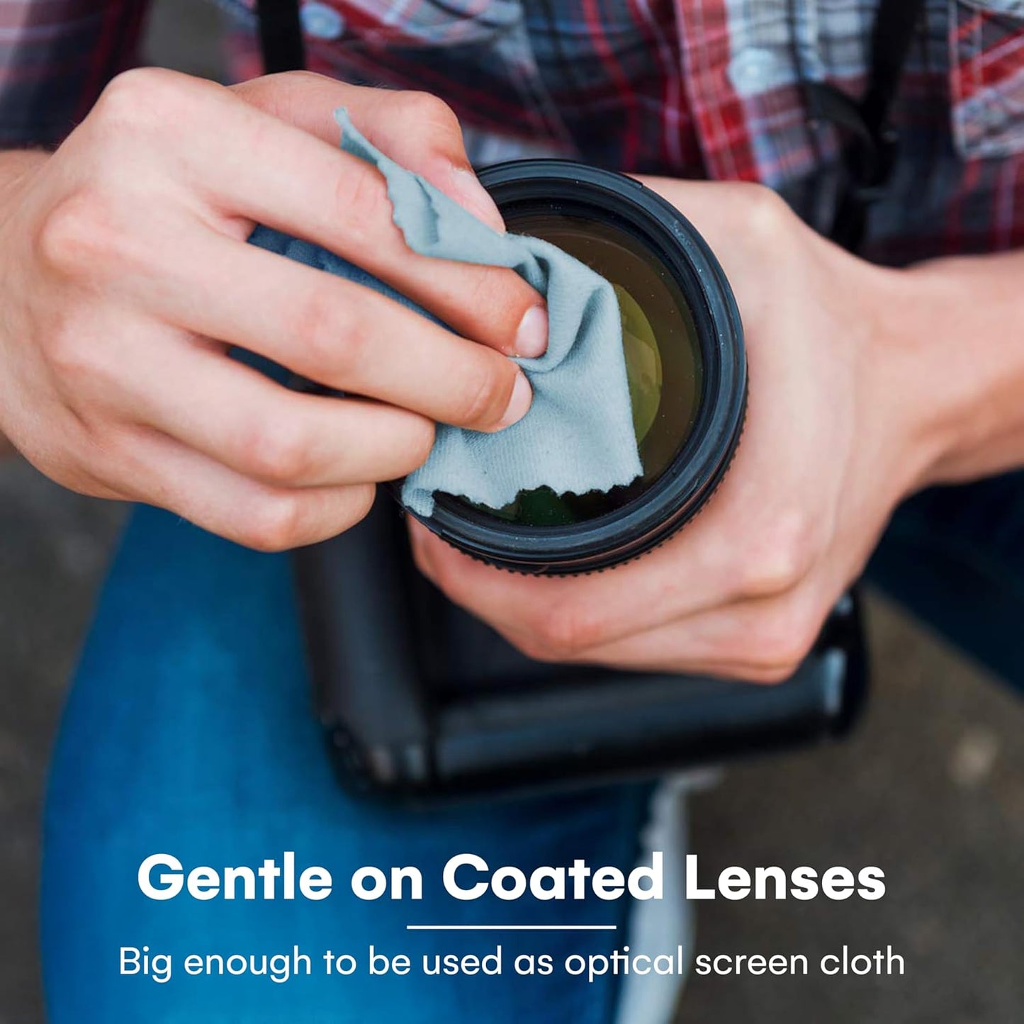 Care Touch Eyeglass Cleaning Cloth - 12 Pack of Microfiber Cleaning Cloth for Glasses, Lenses, Phones and Screens - Large, Lint-Free, Reusable and Scratch-Free - 6 x 7 Inches - Blue