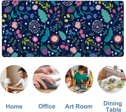 Gaming Desk Pad Large Extra Length Beautiful Floral Mouse Pad Keyboard Laptop Non-Slip Waterproof with Rubber Base Thick Stitched Edge Mouse Mat for Office Home 35.4 x 15.7 Inches