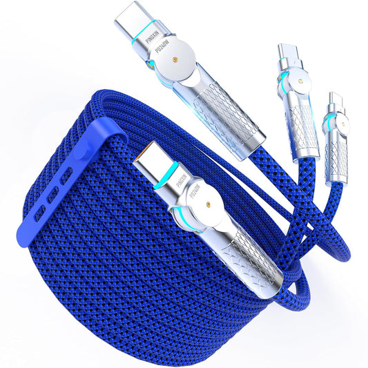 USB C to USB C Cable10ft,240W 2-Pack Braided 180°Rotating Type C Charging CableFast Charge for iPhone 15/16/16Pro/16Plus/16ProMax,MacBook Air,iPad Pro,Pixel,Samsung Galaxy S23/S24 Ultra-Blue