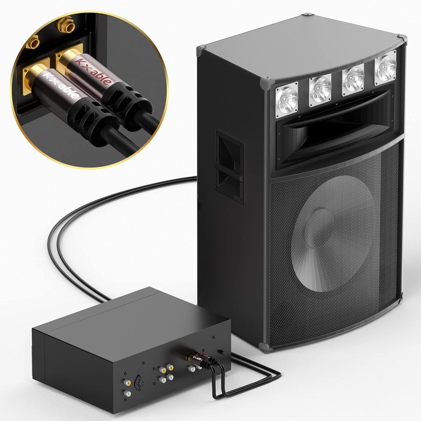 RCA Cable 100FT, 2RCA Male to 2RCA Male Stereo Audio Cable,【Oxygen-Free Copper, Hi-Fi Sound, Double Shielded】 2 RCA Car Audio Subwoofer Cord for Home Theater, HDTV, Amplifier, Hi-Fi System, Speaker