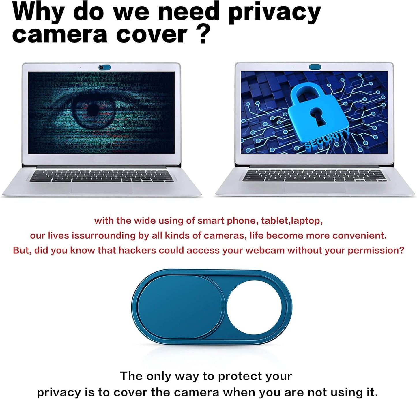 imluckies Metal Webcam Cover Slide, 0.023in Camera Cover for Laptop Computer, MacBook Pro/Air iMac iPad Tablet iPhone 8/7/6 Plus, Echo Show/Spot Web Camera Blocker Protect Your Privacy [2 Pack Blue]