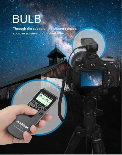 Wireless Timer Shutter Release Compatible with Canon Cameras, AODELAN Intervalometer Remote Control for R6 R 60D 70D 80D 600D M6 T6i; Replaces Canon RS-60E3, Fujifilm RR-100 and Olympus RM-CB2