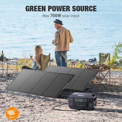 GRECELL Portable Power Station 1000W with Solar Panel 200W,999Wh Solar Generator with Panels Included, 60W USB-C PD Output, 110V Lithium Battery Pack Kit for Outdoor Camping Travel Home (Peak 2000W)