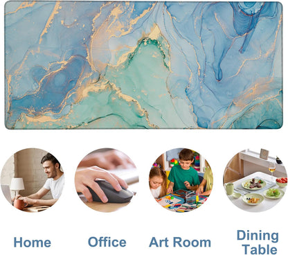 Gaming Desk Pad Large Extra Length Fluid Art Marble Mouse Pad Keyboard Laptop Non-Slip Waterproof with Rubber Base Thick Stitched Edge Mouse Mat for Office Home 35.4 x 15.7 Inches