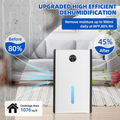 Dehumidifier for 1076 sq.ft,Quiet Portable Moisture Absorber with Auto Shut Off,Auto Defrost,72 OZ Water Tank,Drain Hose,7 Color LED Light,Sleep Mode for Basement Home Bedroom Bathroom RV