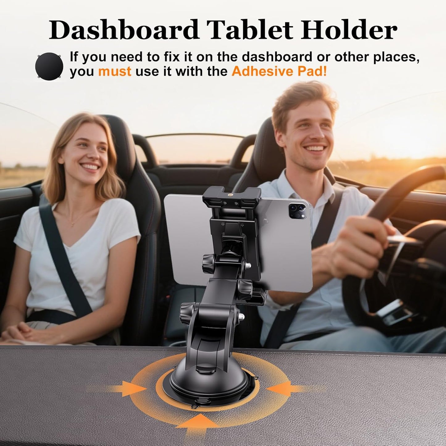 OHLPRO Tablet Holder for Car Dashboard [Suction Cup Mount] Windshield Wall Desk, Adjustable Stand for 5-13" iPad mini Air Pro Galaxy Tab S9 Phone - Heavy Duty Truck Accessories