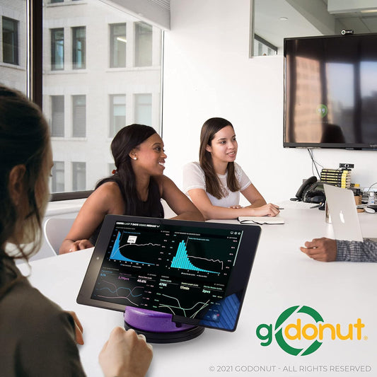 GoDonut – Phone Stand 360 Swivel – Cell Phone Holder + iPad Stand Desk Organizer - Compatible with Tablet, iPhone, Kindle & Most Smartphones – Orange