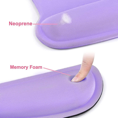 MOSISO Wrist Rest Support for Mouse Pad & Keyboard Set, Ergonomic Mousepad Non-Slip Base Home/Office Pain Relief & Easy Typing Cushion with Neoprene Cloth & Raised Memory Foam, Light Purple