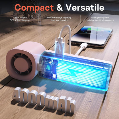 Personal Handheld Fan, Portable 3-in-1 High-Speed Turbo Fan with 5 Gear Wind, USB Mini Personal with 4000mAh Rechargeable Battery for Outdoor/Summer/Travel/Camping/Vacation Essentials Pink