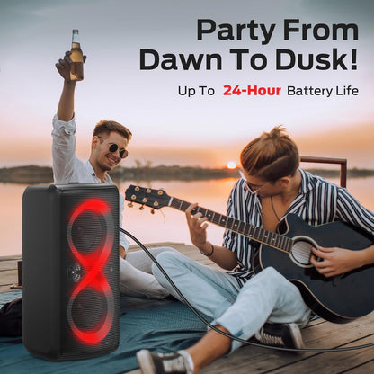 Monster Cycle Plus Bluetooth Speaker, 380W High Power Portable Party Speaker with 7 Lighting Effects, 108dB Loud Stereo Sound, 24H Playtime, Speakers with Subwoofer for Outdoor, Party