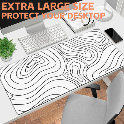 Mouse Pad Large Topographic Contour Map Non-Slip Game Desk Mat with Stitched Edge Laptop Keyboard Desk Pad for Work Home Gaming (35.4 x 15.7 Inches)