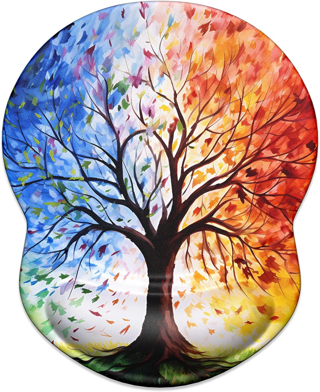 ITNRSIIET Ergonomic Mouse Pad with Gel Wrist Support Small Wrist Rest Smooth Surface Non-Slip PU Base Comfortable Office Supplies Pain Relief, 8.7 x 7.2 inches, The Tree of Life