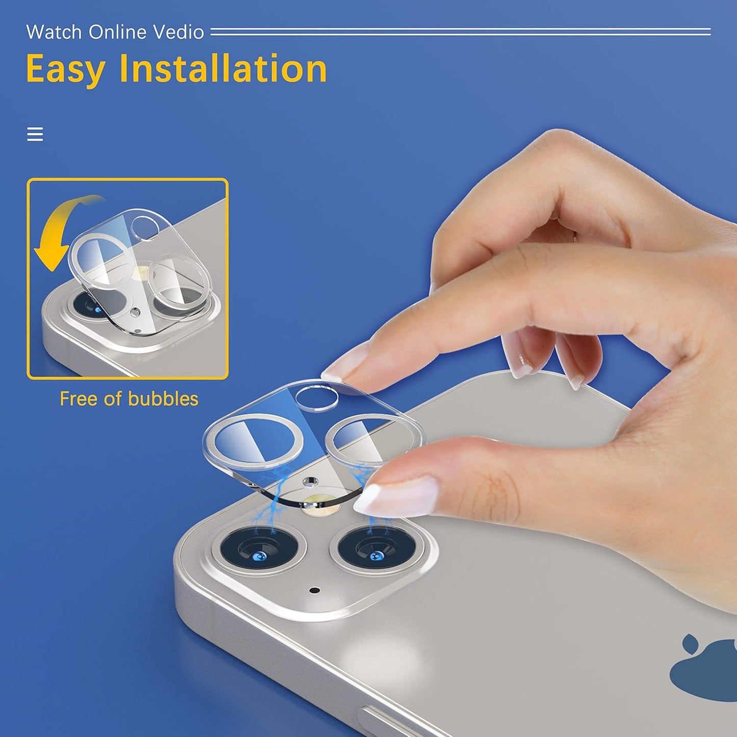 UniqueMe [3 Pack Compatible with iPhone 13 6.1" / iPhone 13 Mini 5.4" Camera Lens Protector Tempered Glass, [Case Friendly][New Version][Scratch-Resistant][Easy Installation] - Silver Circle