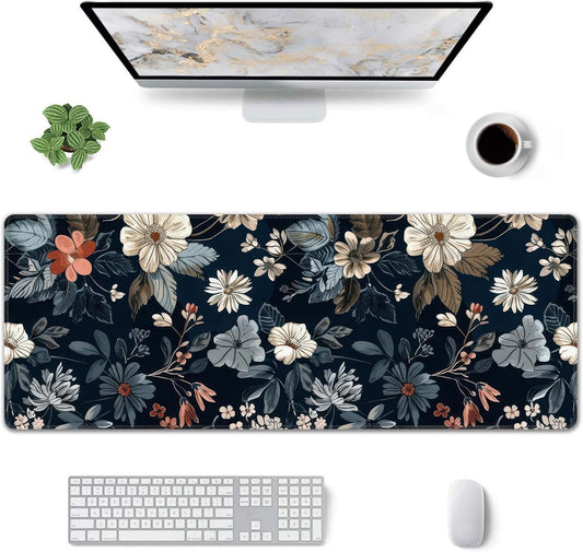 Dark Flower Large Mouse Pad,Gaming Keyboard Desk Pad,Extended Mouse Mat Non-Slip Rubber Base with Stitched Edges for Office Game Home XL 31.5"x11.8"