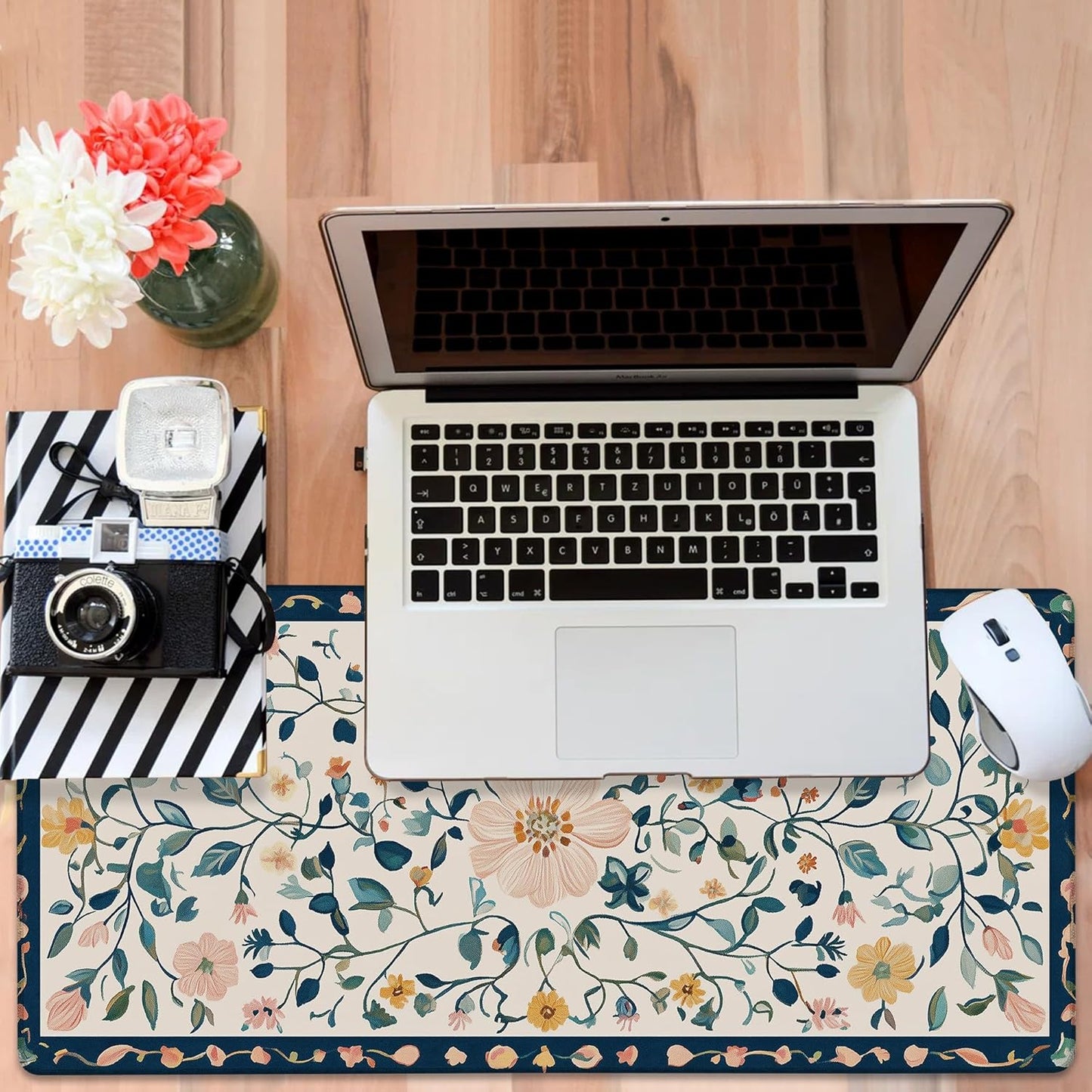 Gaming Desk Pad Large Extra Length Oriental Decorative Mouse Pad Keyboard Laptop Non-Slip Waterproof with Rubber Base Thick Stitched Edge Mouse Mat for Office Home 35.4 x 15.7 Inches