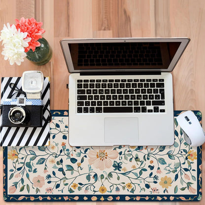 Gaming Desk Pad Large Extra Length Oriental Decorative Mouse Pad Keyboard Laptop Non-Slip Waterproof with Rubber Base Thick Stitched Edge Mouse Mat for Office Home 35.4 x 15.7 Inches