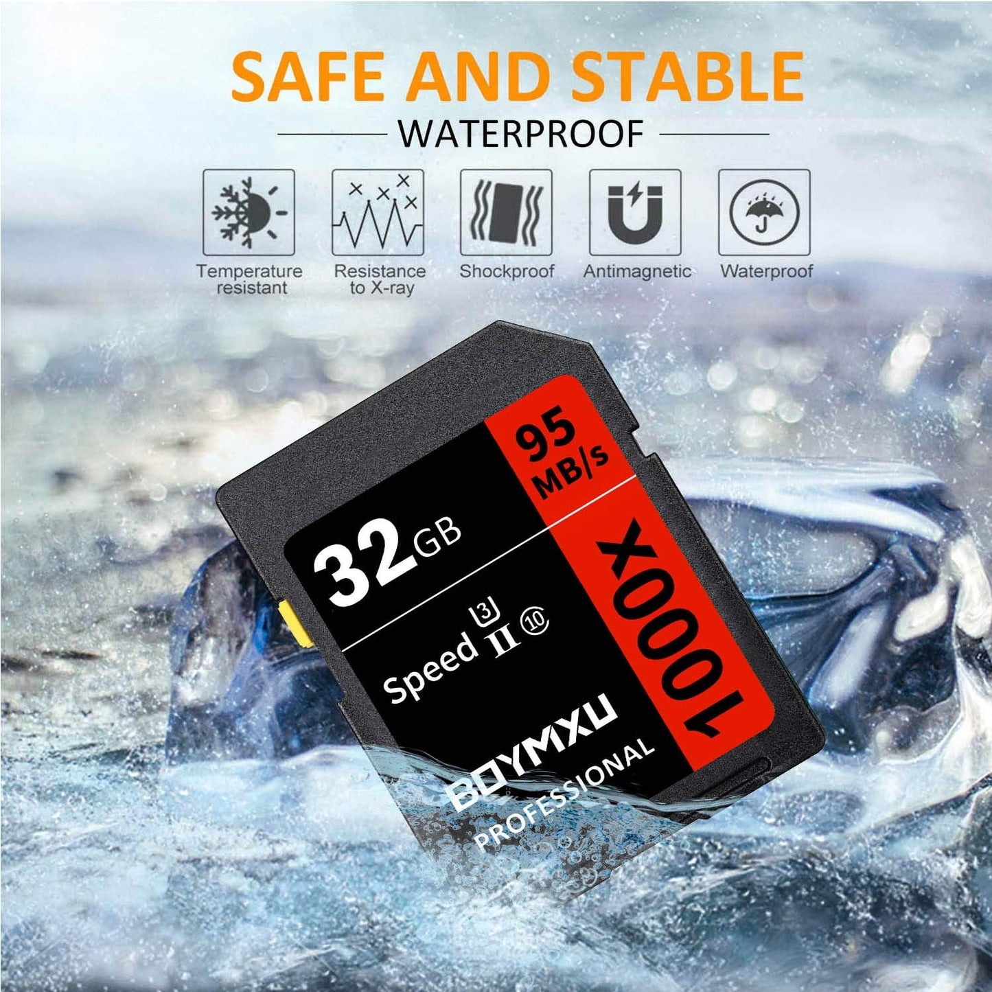 Professional 32GB Class 10 U3 Memory Card - Up to 95MB/s for Cameras & Camcorders - Red/Black