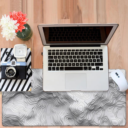 Large Mouse Pad Wave Lines Gaming Desk Pad Computer Keyboard Non-Slip Waterproof Mouse Mat with Rubber Base and Stitched Edges Entertainment Office Writing Desk Mat 35.4 x 15.7 Inches