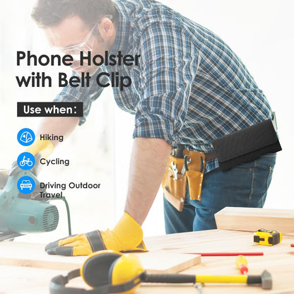 Mopaclle Nylon Horizontal Phone Holster for Men Belt, Magnetic Closure Cell Phone Belt Holder with Metal Clip and Dual Belt Loops for iPhone 13 mini, 12 mini, SE 2022, SE 2020, iPhone 8, 7, 6S, 6