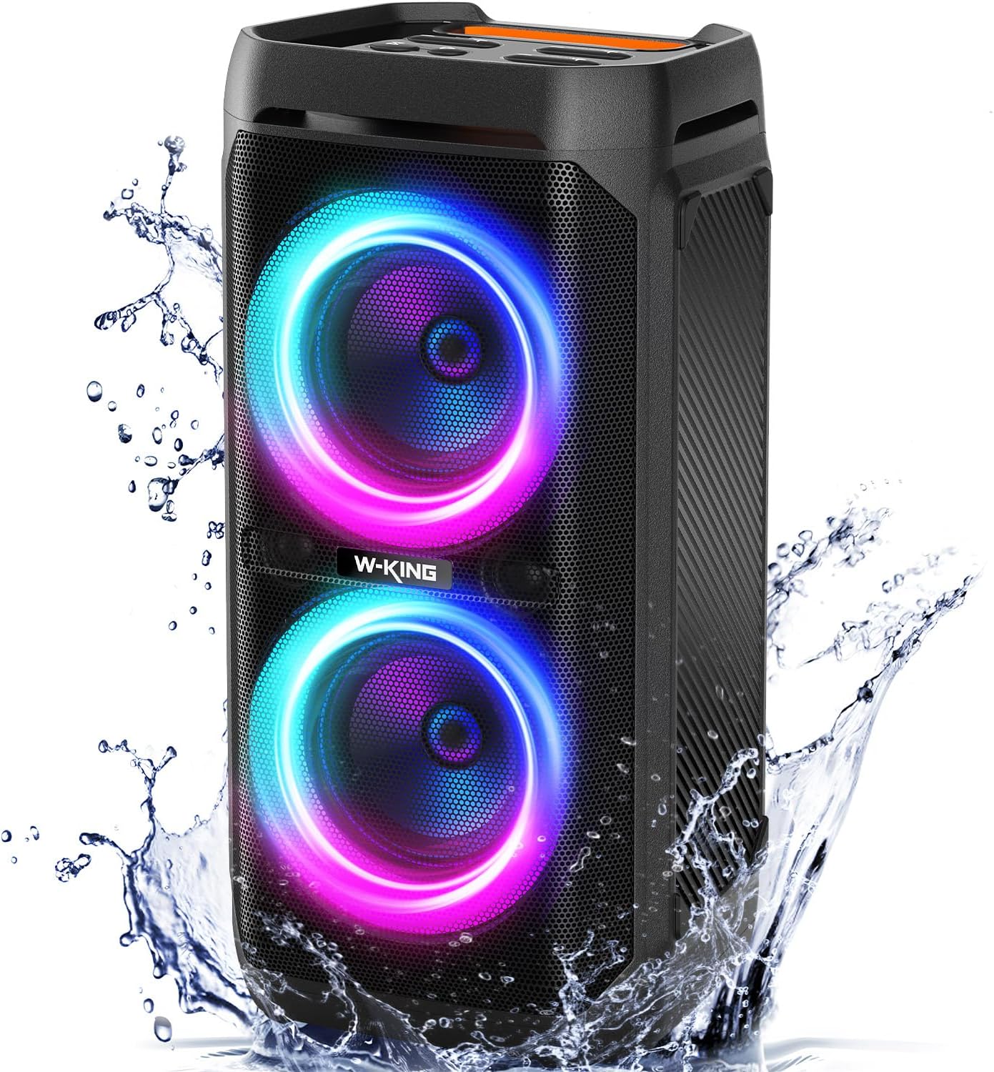 W-KING Large Bluetooth Speaker, 240W Peak Loud Boom Box 2×5.25" Subwoofers & 115dB Deep Bass, IPX6 Waterproof, Wireless Speakers, 24H, For Outdoor Party, Mic&Guitar Input, RGB Lights,Echo, EQ, TF, AUX