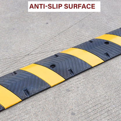 Orangestar Speed Bumps 2-Pack, 6FT Heavy Duty Rubber Driveway Bump with 8 Screws for Asphalt, Concrete, Gravel, 2-Channel Cable Protector