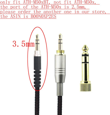 NewFantasia Replacement Audio Upgrade Cable Compatible with Audio-Technica ATH-M50xBT, ATH-AR3BTBK, ATH-SR50BT, ATH-ANC7B, ATH-ANC9, ATH-S700BT, ATH-SR5BTBK Headphones 1.5meters/4.9ft