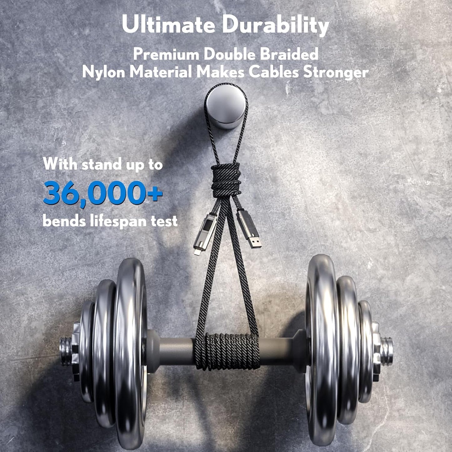 pzoz 4-in-1 USB C Fast Charging Cable with LED Display, Multi USBC Charger Combo Lightning/Type C/USB A Metal Ports for iPhone 16/15/14 Pro Max iPad MacBook AirPods Pro Samsung Google (60W, 5 ft)