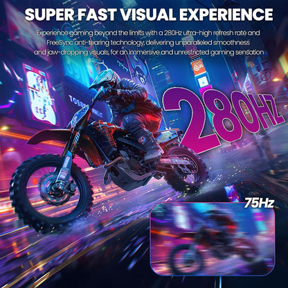 CRUA 27" Curved Gaming Monitor, 280Hz FHD (1920X1080P), 1800R VA Panel, 120% sRGB, Support AMD FreeSync, Low Blue Light, Ultra-Smooth Esports Display, HDMI 1.4 & DP 1.2, Wall Mountable Installs-Black