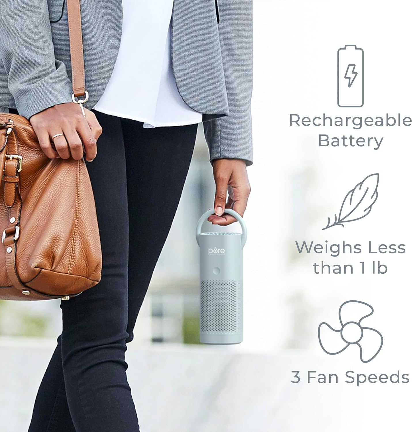 Pure Enrichment® PureZone™ Mini Portable Air Purifier - Cordless True HEPA Filter Cleans Air & Eliminates 99.97% of Dust, Odors, & Allergens Close to You - Cars, School, & Office (Starlight Blue)