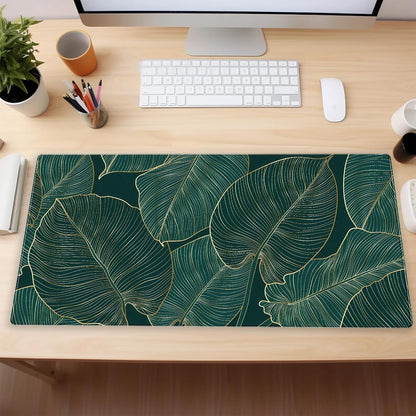 Green Desk Mat Monstera Palm Leaf Mouse Pad Large Gaming Mouse Pad XL Full Desk Mousepad Extended Keyboard Mat Big Long Mouse Mat Computer Laptop Desktop Mat Pad Desk Decor 31.5''X15.7''