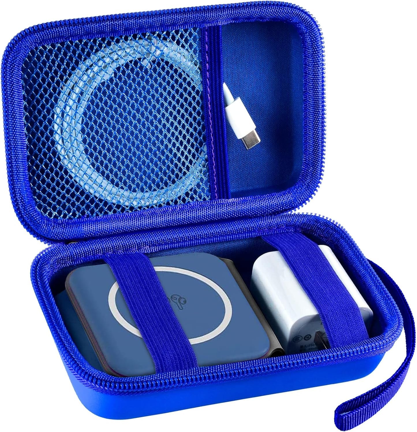 Travel Case for UCOMX for Nano/for Iseyyox/for LISEN/for RTOPS 3 in 1 Wireless Charger, Foldable Magnetic Charging Station Storage Holder Bag for Fast Charge Pad Cable and Adapter, Blue-Box Only