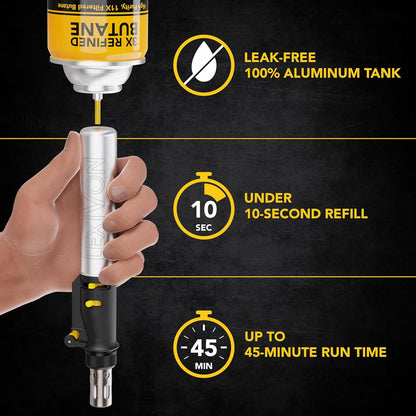 LEXIVON Butane Soldering Iron Multi-Purpose Kit | Cordless Self-Igniting Adjustable Flame 7-Tip Set | Pro Grade 125-Watt Equivalent (LX-770)